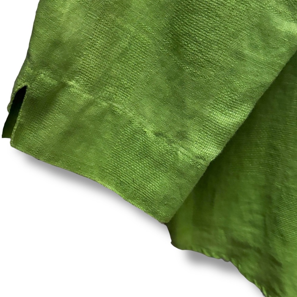 Sag Harbor Lime Green Linen Blend Mandarin‎ Collar Button Front  Top Sz Large - Picture 4 of 5